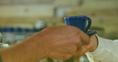 Friendly Barista Offering Fresh Coffee in Cafe
