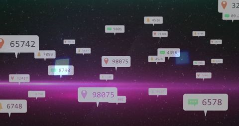 Futuristic digital data chasing with neon lights