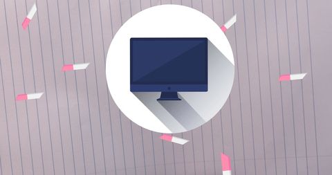 Modern computer icon among educational elements graphic