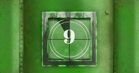 Green Countdown Timer with Vintage Film Effect