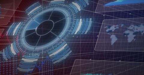 Futuristic Interface with Circular Scanner and Global Data Visualization - Download Free Stock Images Pikwizard.com
