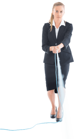 blonde businesswoman determinedly pulling rope transparent background - Download Free Stock Videos Pikwizard.com