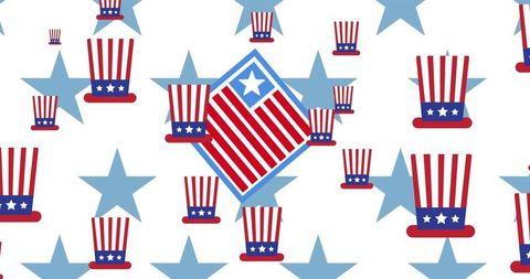 Abstract patriotic american pattern with flag hats and stars