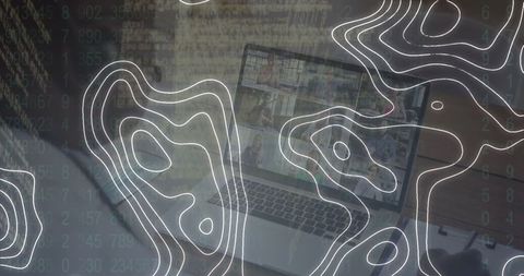 Data consultation call amidst digital interface and topographic layers