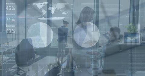 Business team analyzing data in modern office