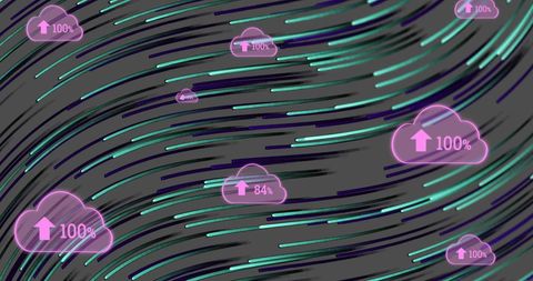 Digital Cloud Network with Dynamic Data Flow - Download Free Stock Images Pikwizard.com