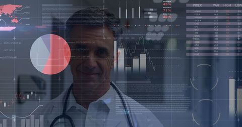 Senior Doctor Contemplating Future with Advanced Financial Data Interface - Download Free Stock Images Pikwizard.com