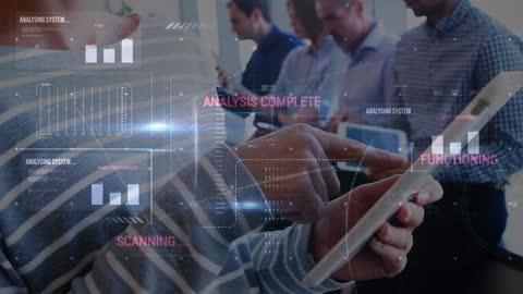 Technology in Business: Team Analyzing Data with Digital Interfaces