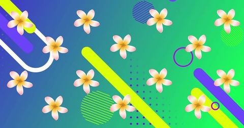 Tropical floral pattern with abstract geometric elements