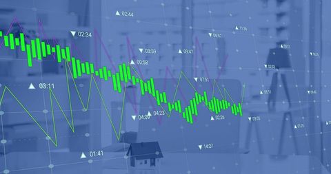 Dynamic Financial Data Projection in Modern Office Environment - Download Free Stock Images Pikwizard.com