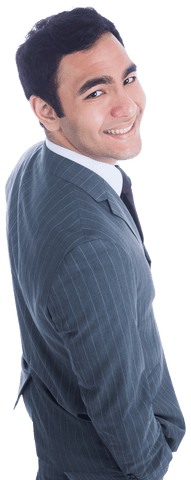 Smiling Asian Businessman in Formal Attire on Transparent Background