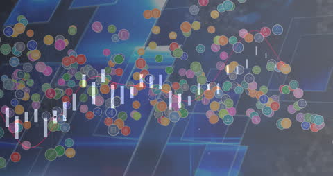 Abstract Digital Financial Data with Floating Icons