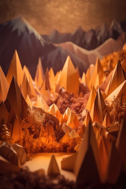 Origami landscape with trees and mountains, created using generative ai technology - Download Free Stock Photos Pikwizard.com