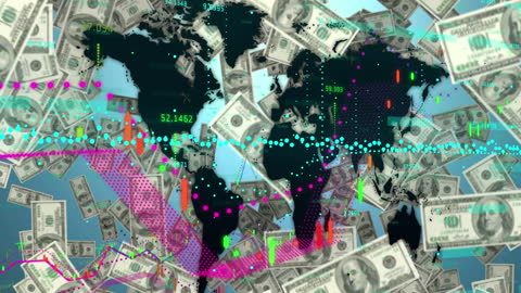Global Network with Dollar Notes and Data Visualization