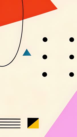 Vertical geometric animation with sliding blue triangle, dot grid and reversing motion