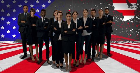 Diverse American Business Team Posing Confidently