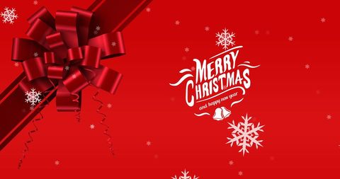 Festive Merry Christmas Text on Red Snowy Background - Download Free Stock Images Pikwizard.com