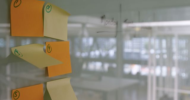 Sticky Notes on Glass Board in Office - Download Free Stock Images Pikwizard.com