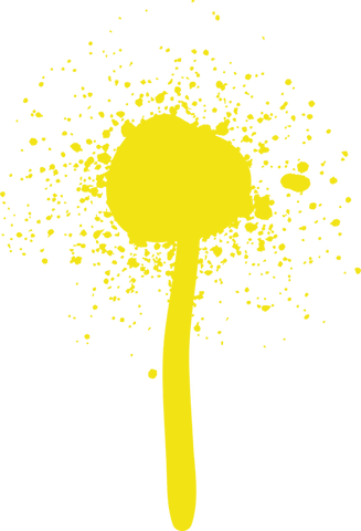 Yellow paint splatter lollipop shape on transparent background