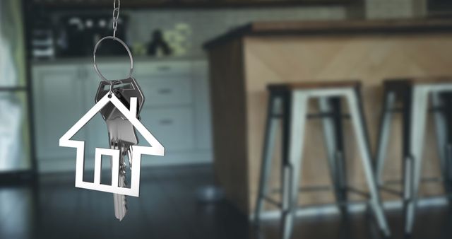 House Keys with Home-Shaped Keychain in Modern Kitchen - Download Free Stock Images Pikwizard.com