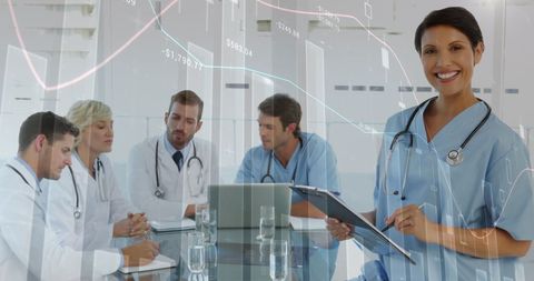 Medical Team Collaborating with Digital Analytics Graphics - Download Free Stock Images Pikwizard.com