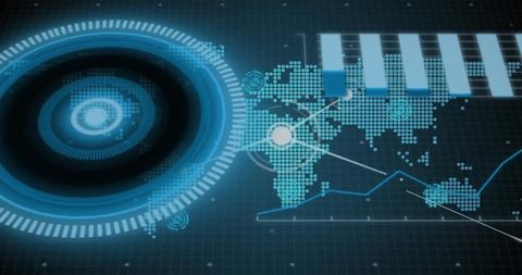 Digital Interface with Circular Scanner and Global Data Visualization - Download Free Stock Images Pikwizard.com
