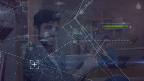 Digital Connection Network and Young Professional on Tablet