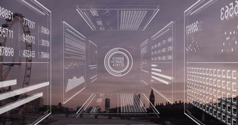Digital Data Interface Over London Cityscape at Dusk - Download Free Stock Images Pikwizard.com