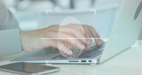 digital fingerprint security on laptop with connected network - Download Free Stock Images Pikwizard.com