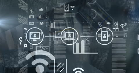 Innovative Digital Network Animation With Technology Icons