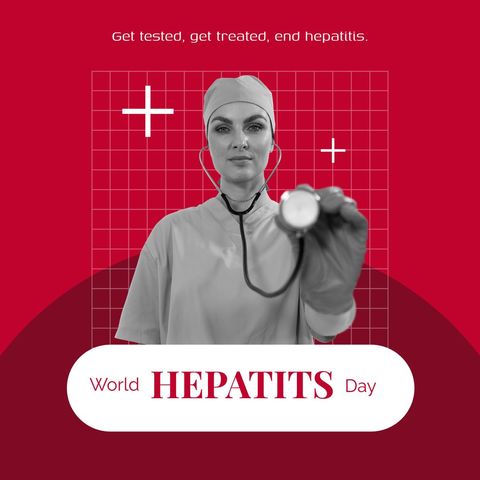 Healthcare worker promoting world hepatitis day awareness