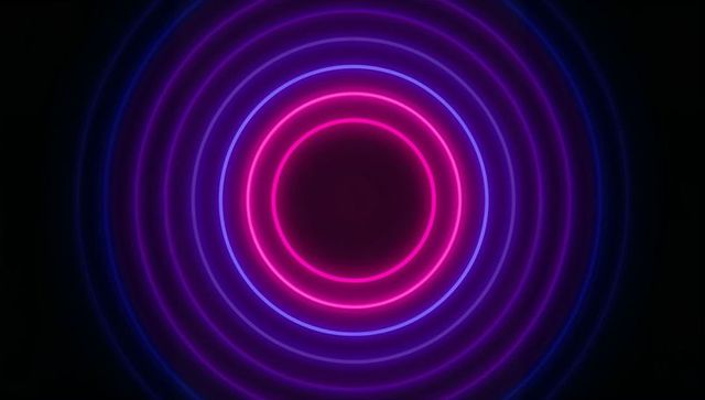 Glowing neon rings with cyberpunk aesthetic