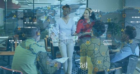 Business Team Collaboration with Global Data Overlay