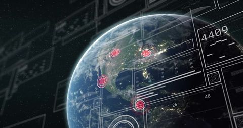 Global Data Analysis on Digital Interface Overlaying Earth - Download Free Stock Images Pikwizard.com