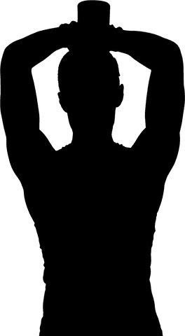 Transparent silhouette of man lifting dumbbell for fitness