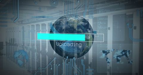 data processing overlay on digital globe in server room - Download Free Stock Images Pikwizard.com