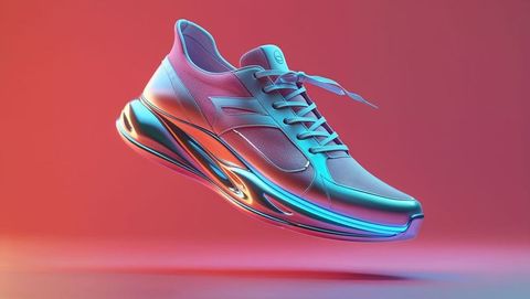 Futuristic high-performance sneaker with metallic midsole