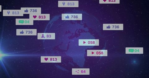 Global Social Media Metric Futuristic Digital Sphere Interface