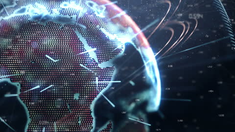 Digital Globe with Data Flow and Numbers Visualization