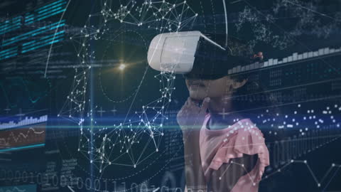 Child Exploring Virtual Reality with Futuristic Interface