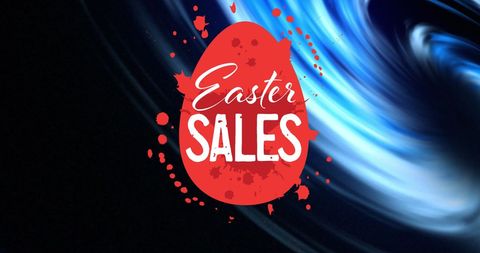 Easter Sales Promotion with Red Egg on Blue Abstract Background