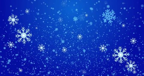 Snowflakes Falling on Vibrant Blue Backdrop