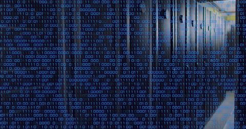 Data Processing Overlay on Modern Server Room - Download Free Stock Images Pikwizard.com