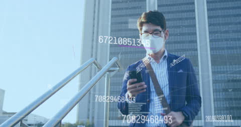 Masked Businessman Engaged with Data Revolution Concept