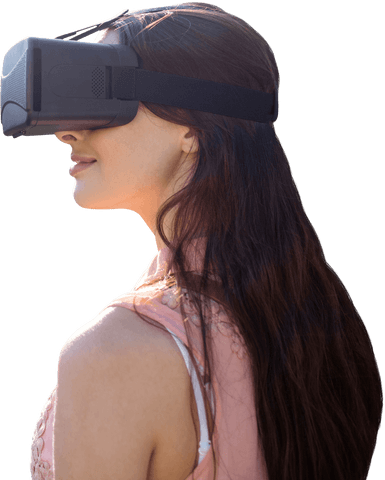 Woman Experiencing Virtual Reality Technology, Transparent Background