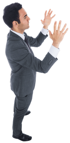transparent businessman gesturing hands raised standing isolated - Download Free Stock Videos Pikwizard.com