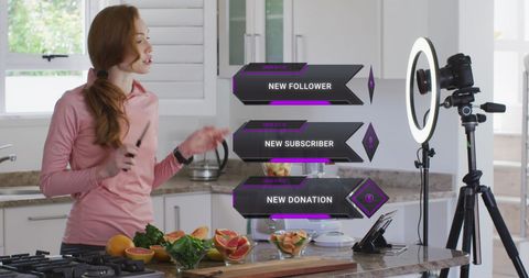 Female Food Vlogger Streaming in Modern Kitchen - Download Free Stock Images Pikwizard.com