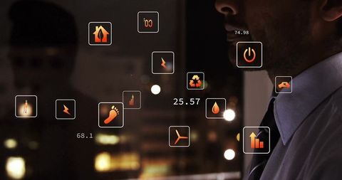 Business Professional Analyzing Sustainability Metrics on Digital Interface