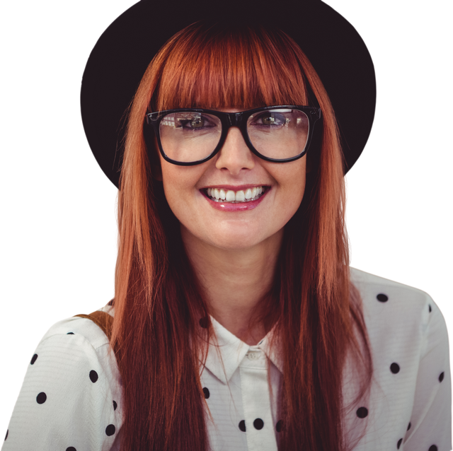 Smiling Hipster Woman Wearing Glasses and Hat on Transparent Background - Download Free Stock Videos Pikwizard.com