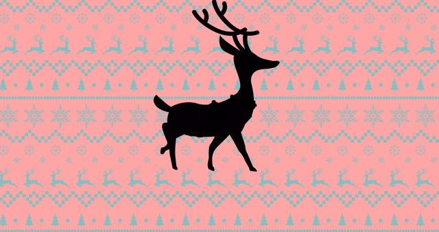 Silhouette Reindeer on Festive Christmas Pattern - Download Free Stock Images Pikwizard.com